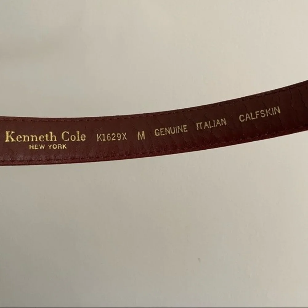 Vintage Italian Calfskin Leather & Brass Buckle Belt